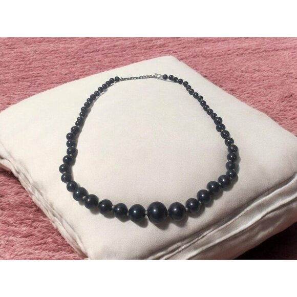 Black Pearl Necklace, Natural Fresh Water Pearl Bead Necklace, Genuine Classic - Picture 8 of 10